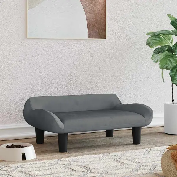 Gossi pat de caini, gri inchis, 70x40x24 cm, catifea