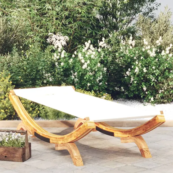 Gossi pat de exterior, crem, 100x188,5x44 cm, lemn masiv curbat