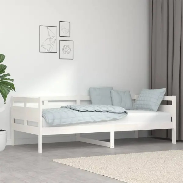 Gossi pat de zi, 90x200 cm, alb, lemn masiv de pin