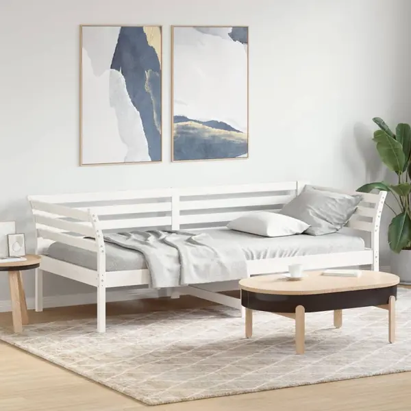 Gossi pat de zi, alb, 100x200 cm, lemn masiv de pin