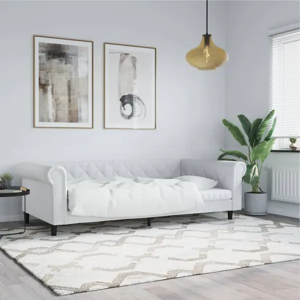 Gossi pat de zi, alb, 100x200 cm, piele ecologica