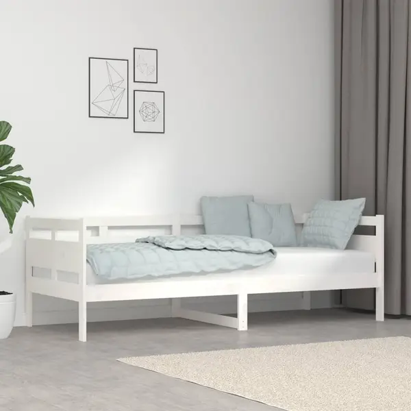 Gossi pat de zi, alb, 80x200 cm, lemn masiv de pin