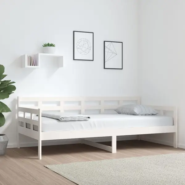 Gossi pat de zi, alb, 90x190 cm, lemn masiv de pin