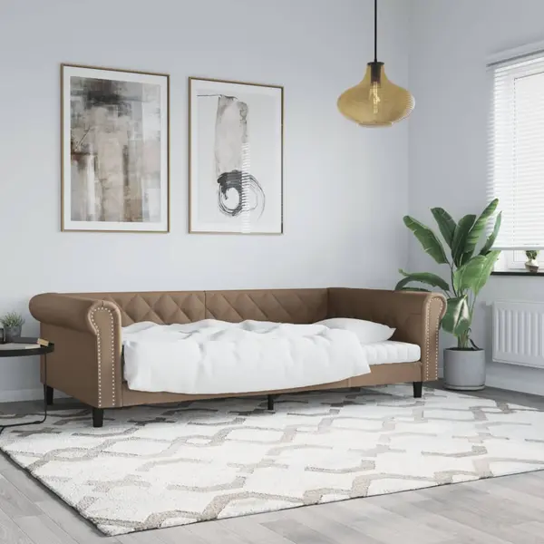 Gossi pat de zi, cappuccino, 100x200 cm, piele ecologica