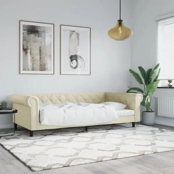 Gossi pat de zi, crem, 100x200 cm, piele ecologica