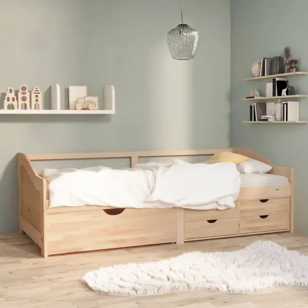 Gossi pat de zi cu 3 locuri cu sertare, 90x200 cm, lemn masiv de pin