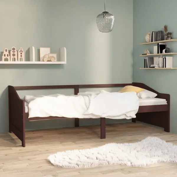 Gossi pat de zi cu 3 locuri, maro inchis, 90x200 cm, lemn masiv pin