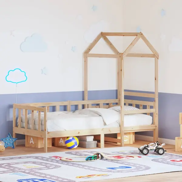 Gossi pat de zi cu acoperis, 80x200 cm, lemn masiv de pin