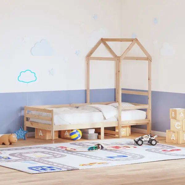 Gossi pat de zi cu acoperis, 80x200 cm, lemn masiv de pin