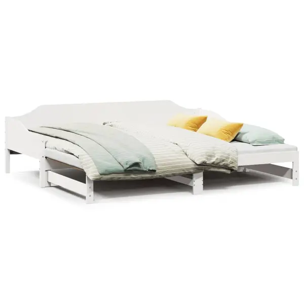 Gossi pat de zi cu extensie, alb, 90x200 cm, lemn masiv de pin