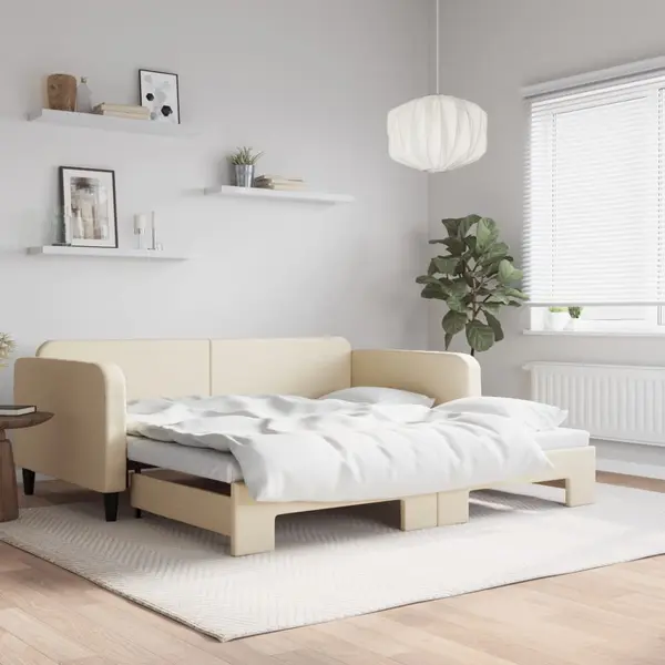 Gossi pat de zi cu extensie, crem, 100x200 cm, textil