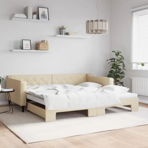 Gossi pat de zi cu extensie, crem, 100x200 cm, textil