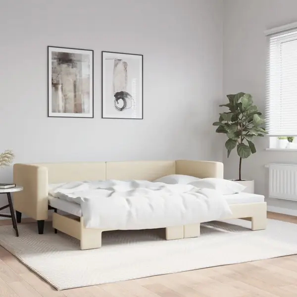Gossi pat de zi cu extensie, crem, 80x200 cm, textil
