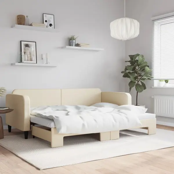 Gossi pat de zi cu extensie, crem, 80x200 cm, textil