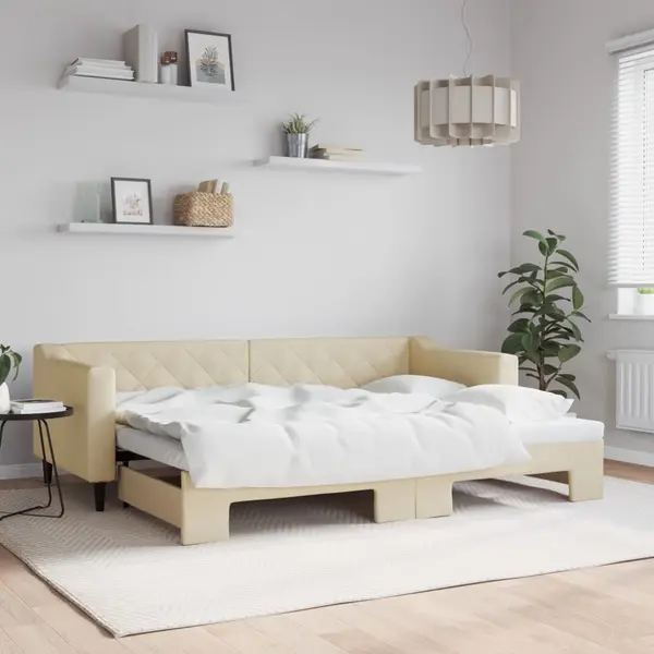 Gossi pat de zi cu extensie, crem, 80x200 cm, textil