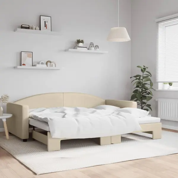 Gossi pat de zi cu extensie, crem, 90x200 cm, textil