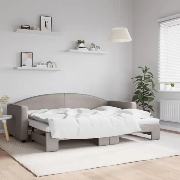 Gossi pat de zi cu extensie, gri taupe, 80x200 cm, textil
