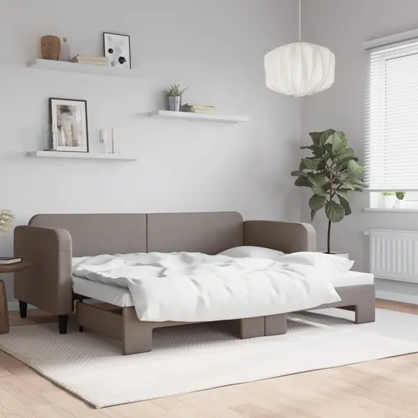 Gossi pat de zi cu extensie, gri taupe, 80x200 cm, textil