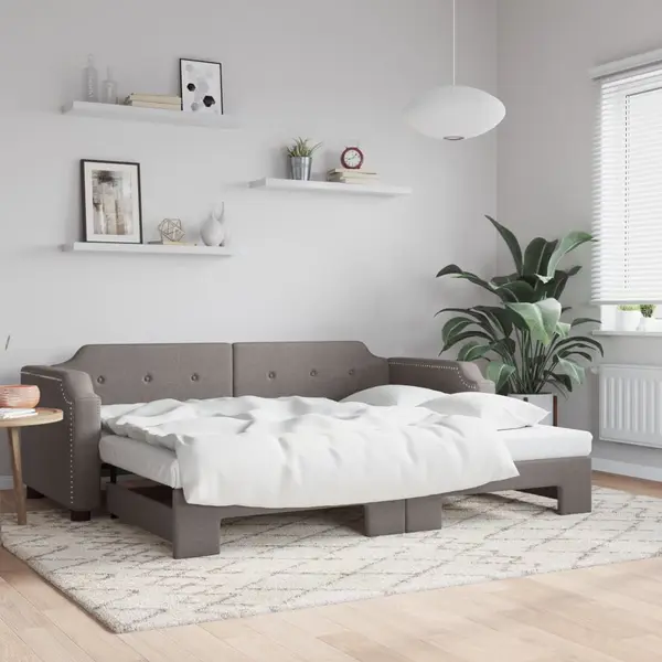Gossi pat de zi cu extensie, gri taupe, 80x200 cm, textil