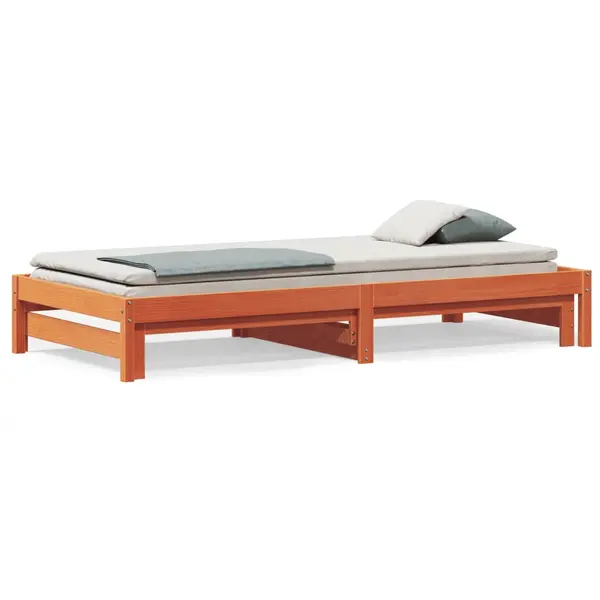 Gossi pat de zi cu extensie, maro ceruit, 80x200cm, lemn masiv de pin