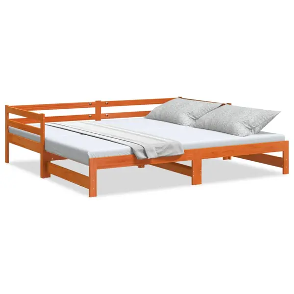 Gossi pat de zi cu extensie, maro ceruit, 90x200cm, lemn masiv de pin