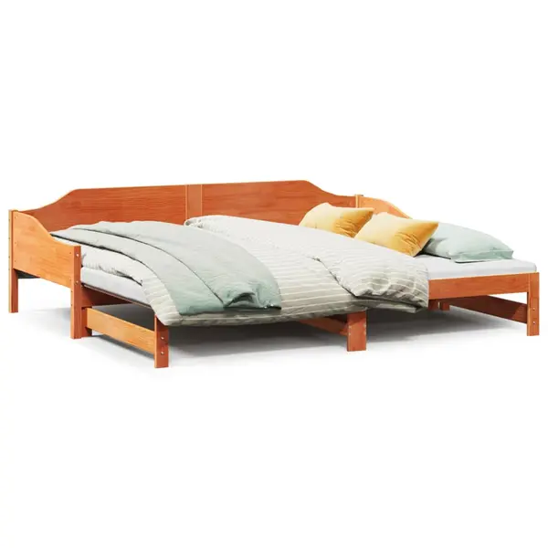 Gossi pat de zi cu extensie, maro ceruit, 90x200cm, lemn masiv de pin