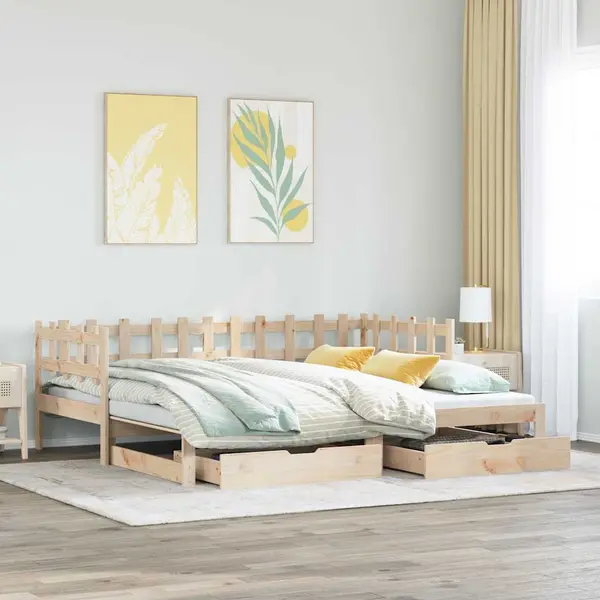 Gossi pat de zi cu extensie si sertare fara saltea, 90x200 cm