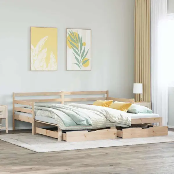 Gossi pat de zi cu extensie si sertare fara saltea, 90x200 cm