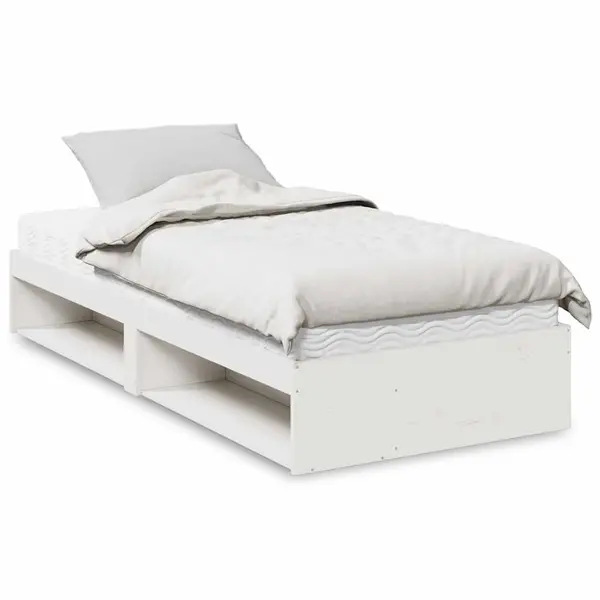 Gossi pat de zi cu saltea, alb, 90x190 cm, lemn masiv pin