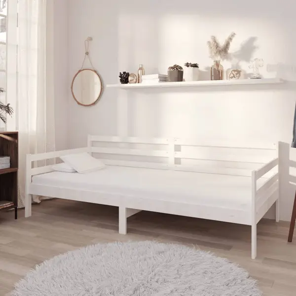 Gossi pat de zi cu saltea, alb, 90x200 cm, lemn masiv de pin