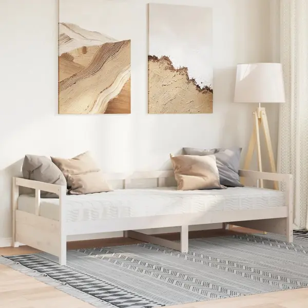 Gossi pat de zi cu saltea, alb, 90x200 cm, lemn masiv pin