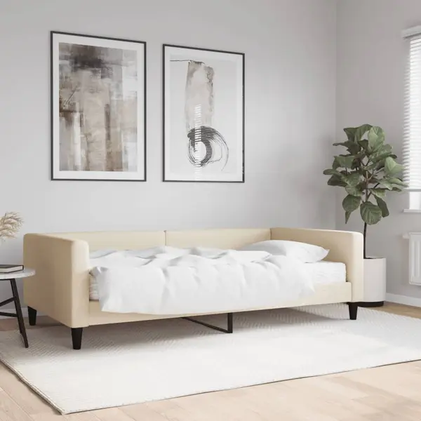 Gossi pat de zi cu saltea, crem, 100x200 cm, textil