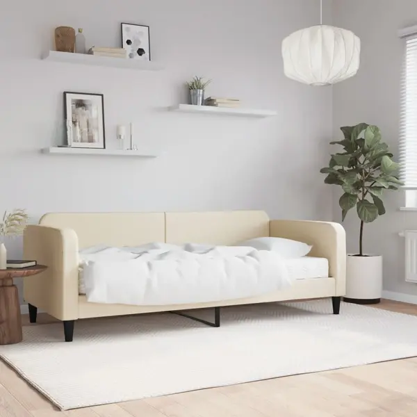 Gossi pat de zi cu saltea, crem, 100x200 cm, textil