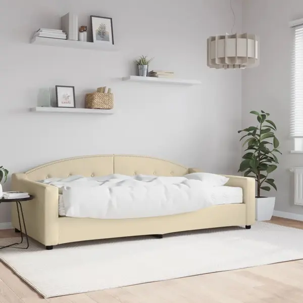 Gossi pat de zi cu saltea, crem, 100x200 cm, textil