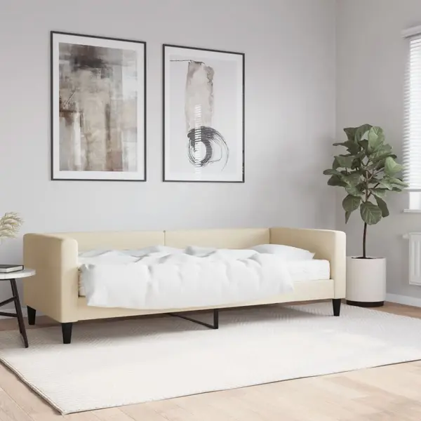 Gossi pat de zi cu saltea, crem, 80x200 cm, textil