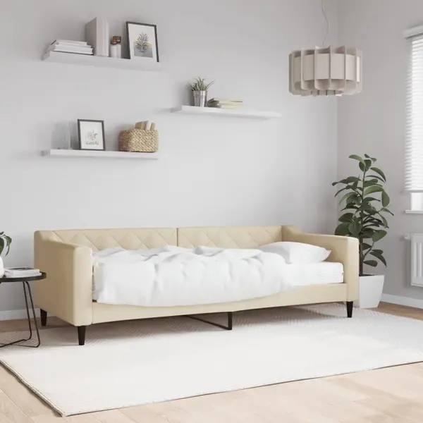 Gossi pat de zi cu saltea, crem, 80x200 cm, textil