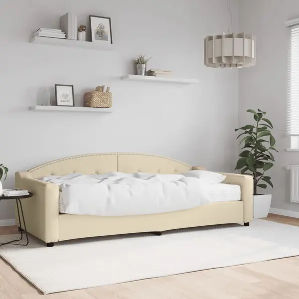 Gossi pat de zi cu saltea, crem, 90x200 cm, textil