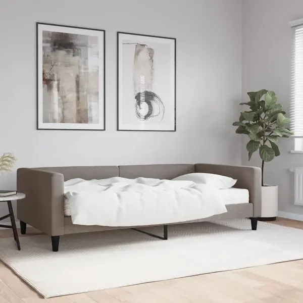 Gossi pat de zi cu saltea, gri taupe, 100x200 cm, textil