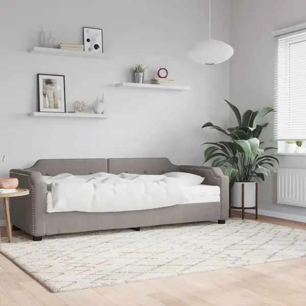 Gossi pat de zi cu saltea, gri taupe, 100x200 cm, textil