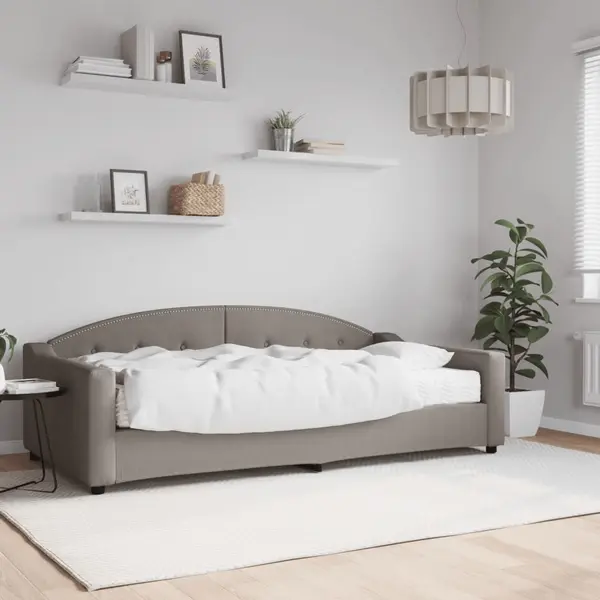 Gossi pat de zi cu saltea, gri taupe, 100x200 cm, textil