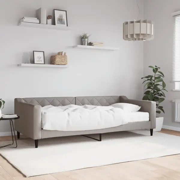 Gossi pat de zi cu saltea, gri taupe, 90x200 cm, textil