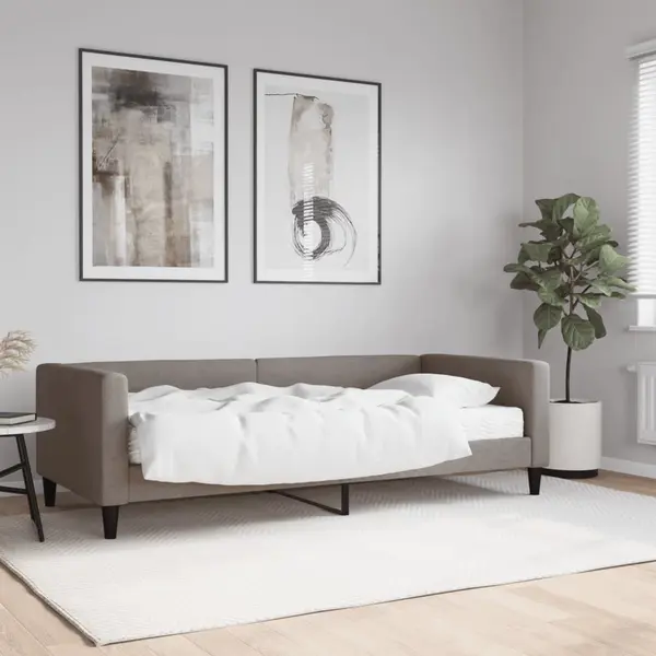 Gossi pat de zi cu saltea, gri taupe, 90x200 cm, textil