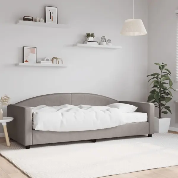Gossi pat de zi cu saltea, gri taupe, 90x200 cm, textil