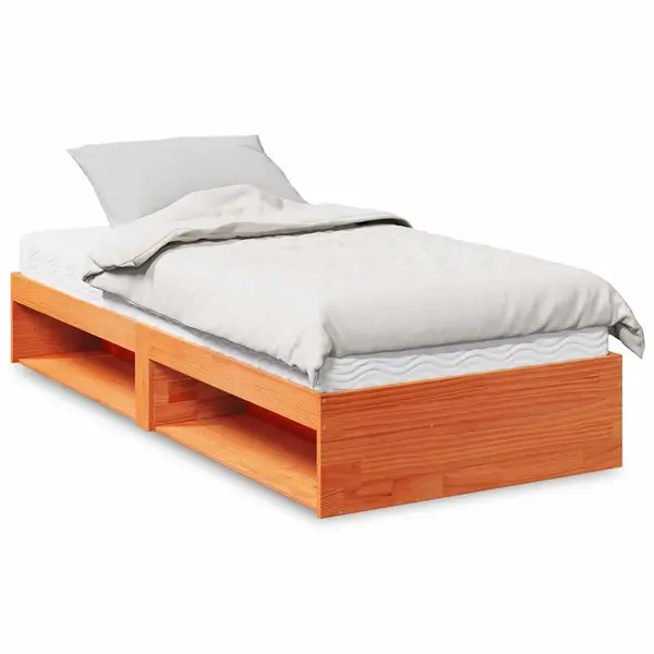 Gossi pat de zi cu saltea, maro ceruit, 80x200 cm, lemn masiv pin