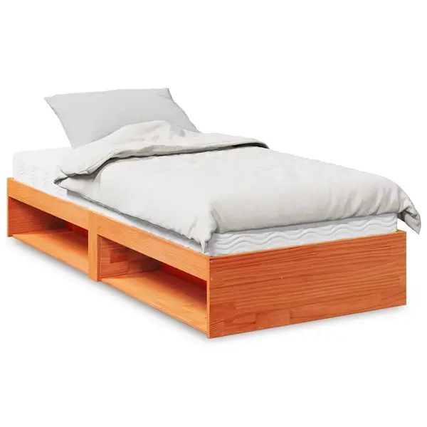 Gossi pat de zi cu saltea, maro ceruit, 90x190 cm, lemn masiv pin