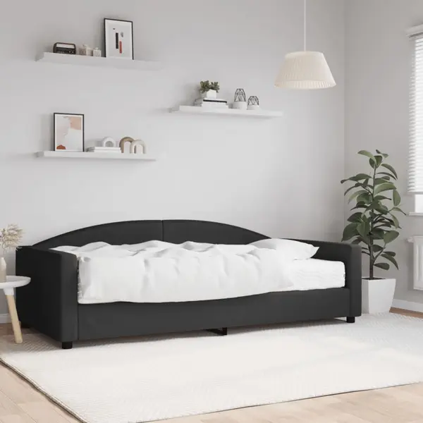 Gossi pat de zi cu saltea, negru, 100x200 cm, textil