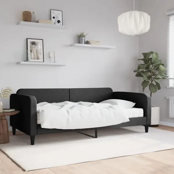Gossi pat de zi cu saltea, negru, 100x200 cm, textil