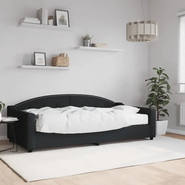Gossi pat de zi cu saltea, negru, 100x200 cm, textil