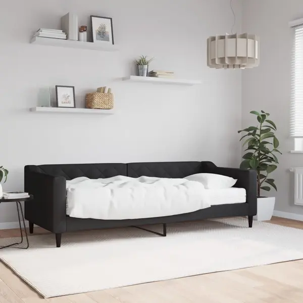 Gossi pat de zi cu saltea, negru, 80x200 cm, textil