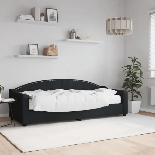 Gossi pat de zi cu saltea, negru, 80x200 cm, textil